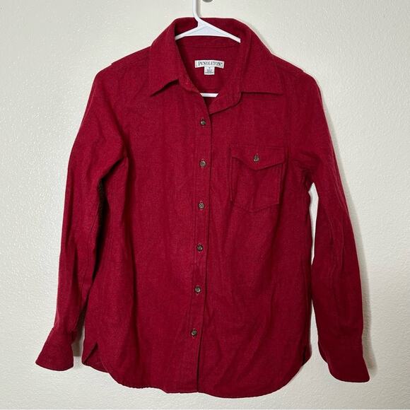 Pendleton Red Virgin Wool Button Front Long Sleeve Shirt Medium - Picture 1 of 4